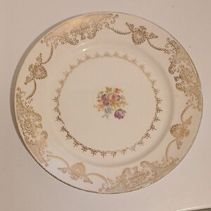 Vtg Stetson Golden Beauty Elegant Floral Dinner Plate 22k Trim